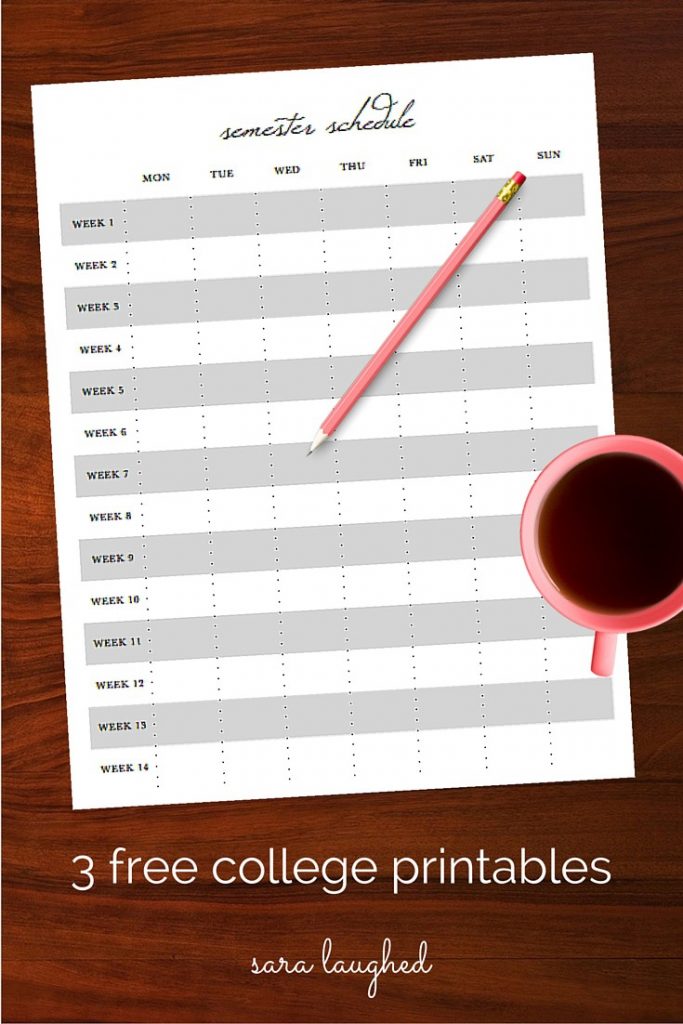 3 free printables for college students. Do yourself a favor, set yourself up for a great semester, and download these now!