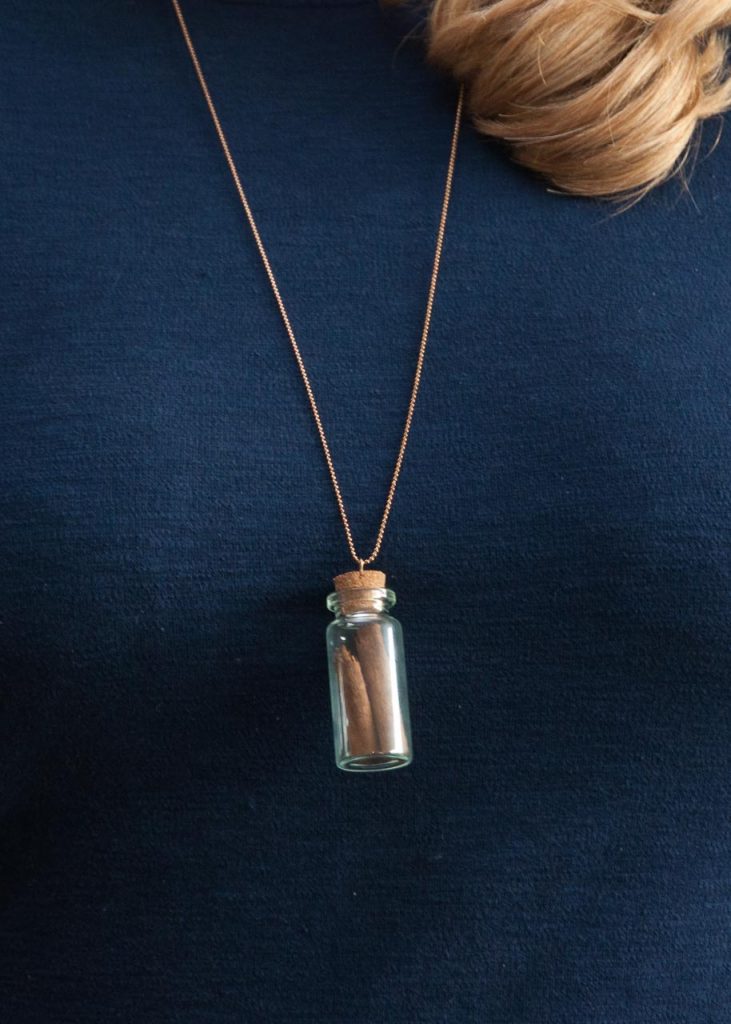 Small glass outlet jar necklace