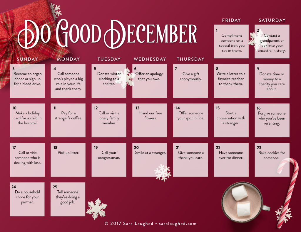 Make the Holidays Brighter with the Do Good December Challenge • Sara