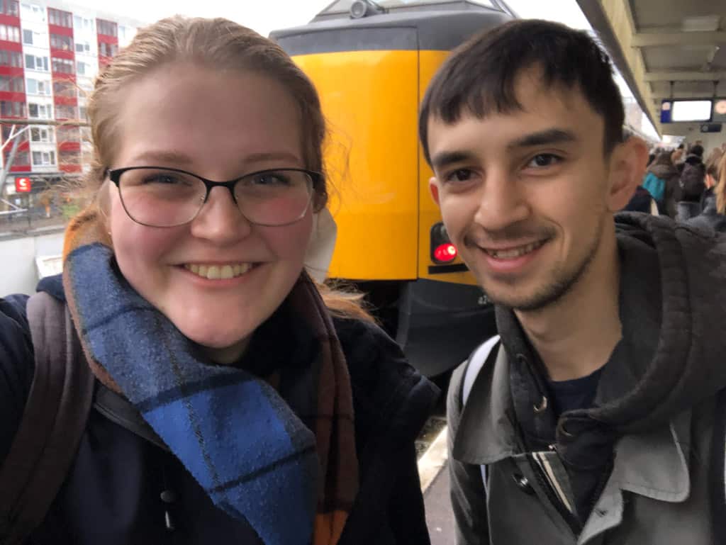 Ken and me in front of a train on our way to the Efteling theme park